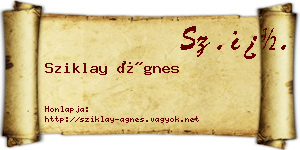 Sziklay Ágnes névjegykártya